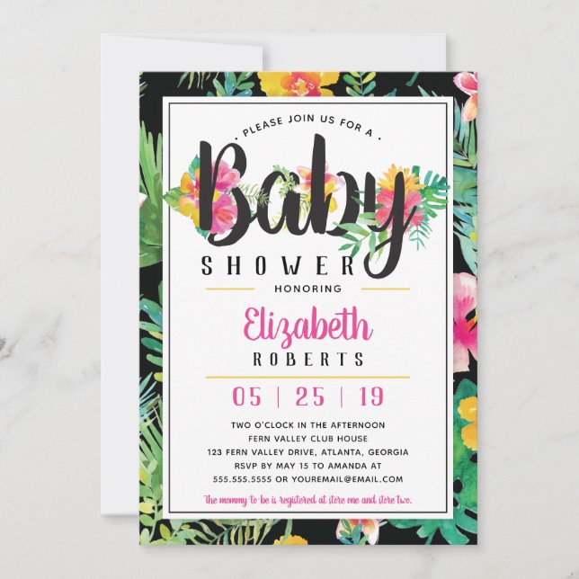 Tropical Baby Shower Invitation, Luau Invitation (Front)