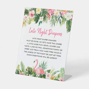 Tropical Baby Shower Late Night Diapers Sign