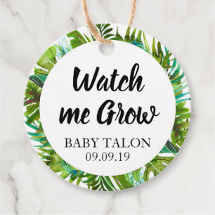 Tropical Baby Shower Watch Me Grow Plant Favour Tags