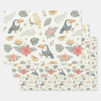 Tropical Baby Shower Wrapping Paper Flat Sheets