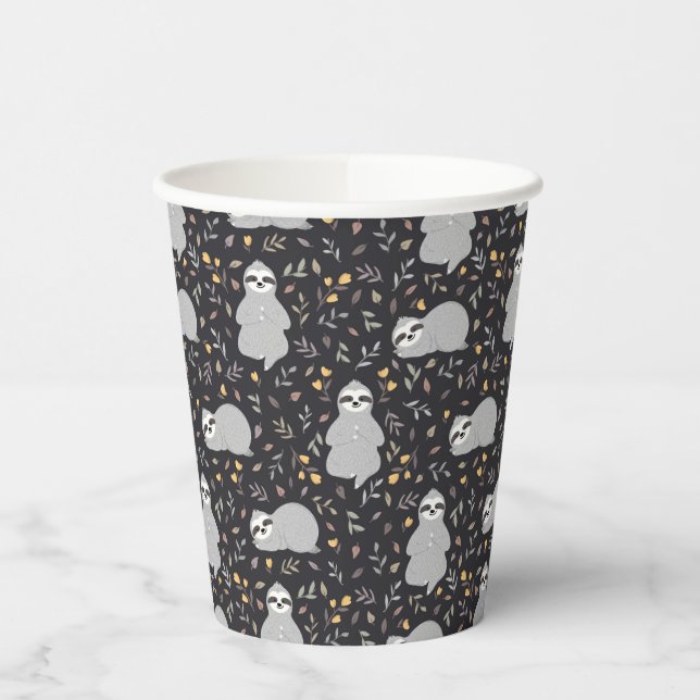 Tropical Baby Sloth Pattern Paper Cups (Left)