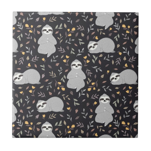 Tropical Baby Sloth Pattern Tile (Front)