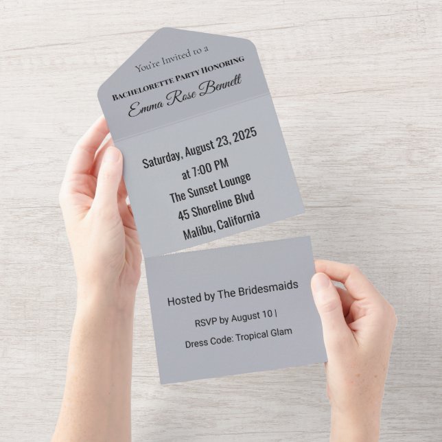 Tropical Bachelorette All In One Invitation (Tearaway)