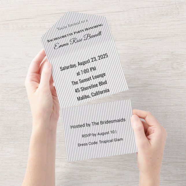 Tropical Bachelorette All In One Invitation (Tearaway)