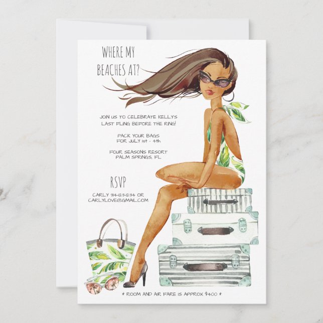 Tropical Bachelorette Beach Party Weekend Invitation (Front)