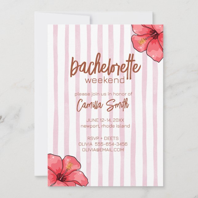 Tropical Bachelorette Party Weekend Invitation (Front)