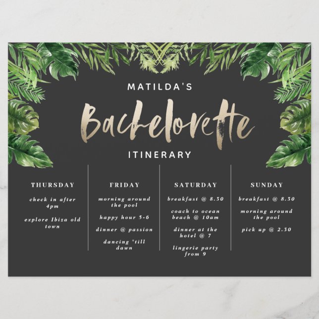 tropical Bachelorette weekend itinerary (Front)
