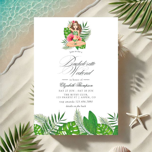 Tropical Bachelorette Weekend Itinerary & QR Code Invitation (Tropical Bachelorette Weekend Itinerary & QR Code Invitation)