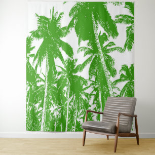 Tropical backdrop. Green Posterised Effect Tapestry