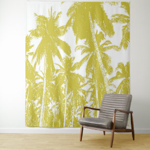Tropical backdrop in a Gold Posterised Effect Tapestry