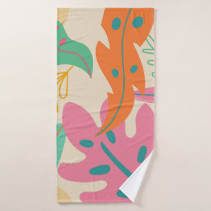 Tropical background with jungle plants. Palm leave Bath Towel
