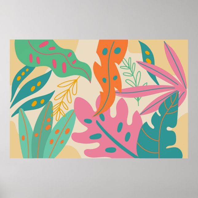 Tropical background with jungle plants. Palm leave Poster (Front)