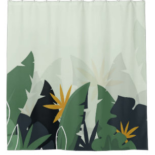 Tropical background with jungle plants. Palm leave Shower Curtain
