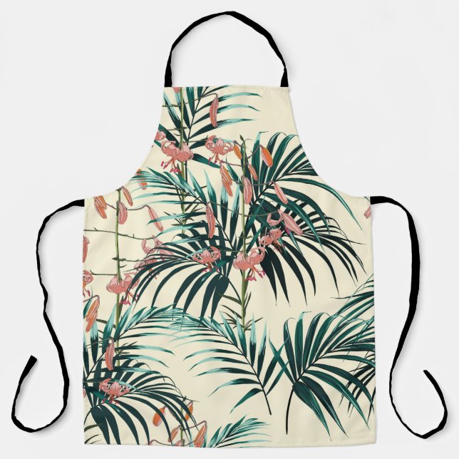 Tropical background with jungle plants. Seamless t Apron (Front)