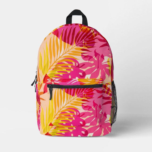 Tropical Backpack | Palm Leaf & Floral Print (Front)