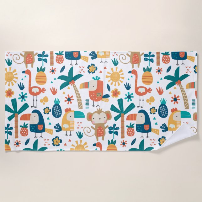 Tropical Backyard Arts Beach Towel (Front)