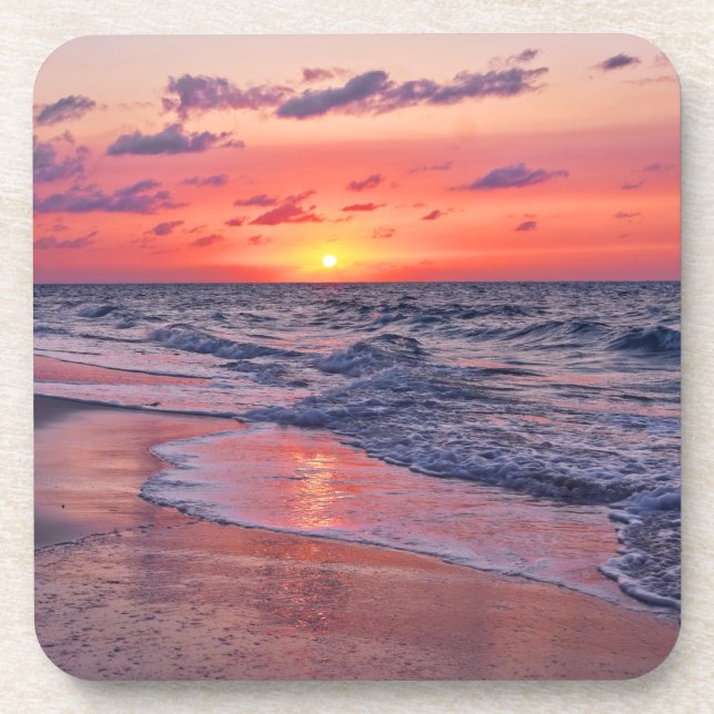 Tropical Bahamas Sunset Paradise Beach Coaster (Front)