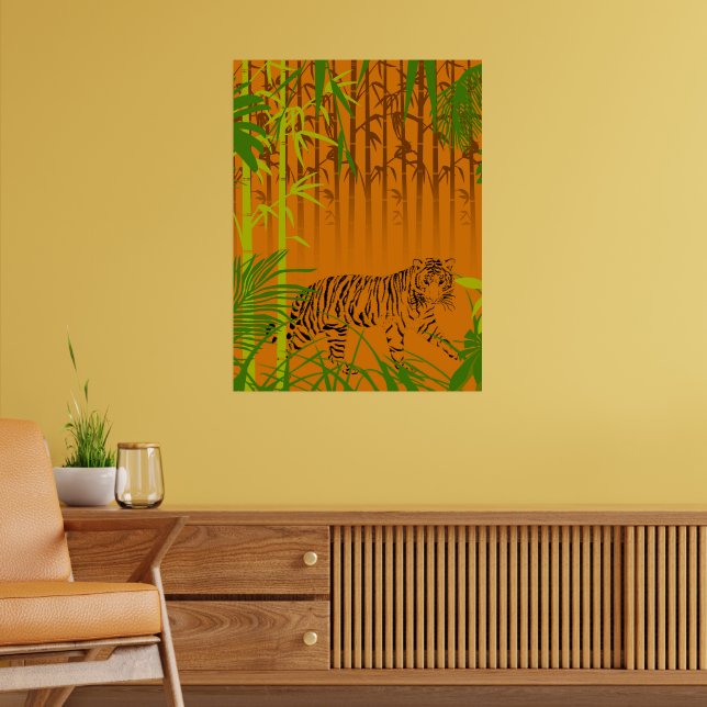 Tropical Bamboo and Leopard Poster (Living Room 2)