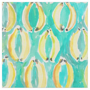 Tropical Banana Dance Watercolor Pattern Fabric