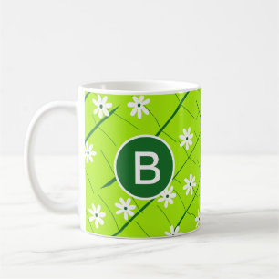 tropical banana leaf and flowers green botanical coffee mug
