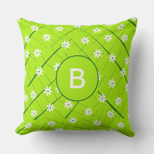tropical banana leaf and flowers green botanical cushion