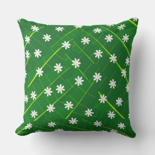 tropical banana leaf and flowers green botanical  cushion