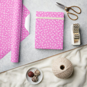 tropical banana leaf and flowers pink botanical  wrapping paper