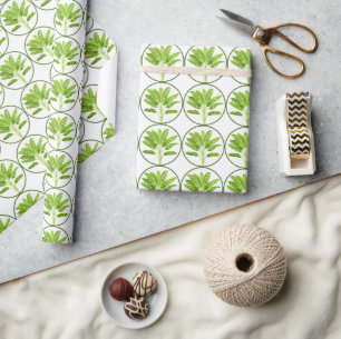 Tropical Banana Leaf Botanical Circle Wrapping Paper