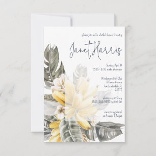 Tropical Banana Leaves Bridal Shower Invitation