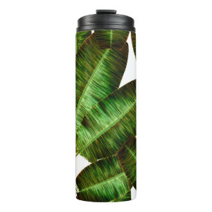 Tropical banana leaves, jungle leaf seamless flora thermal tumbler
