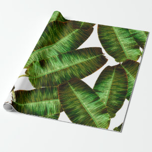 Tropical banana leaves, jungle leaf seamless flora wrapping paper