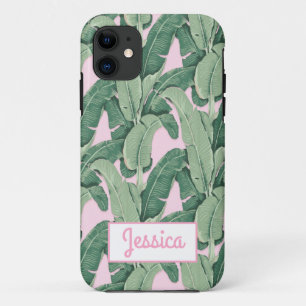 Tropical Banana Leaves on Pink  Case-Mate iPhone Case