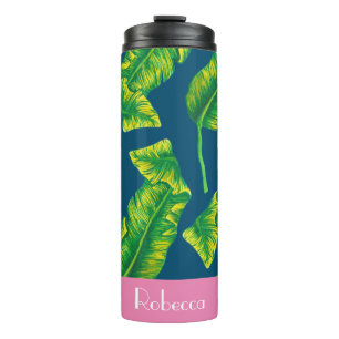 Tropical Banana Leaves Personalised Thermal Tumbler