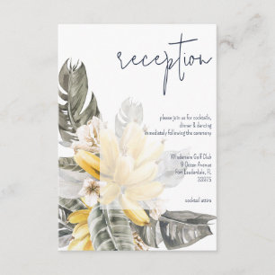 Tropical Banana Leaves Wedding Reception Enclosure Card