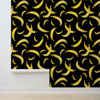 Tropical Banana Pattern on Black