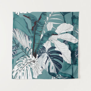 Tropical Bananas Monstera: Fashionable Seamless. Tapestry