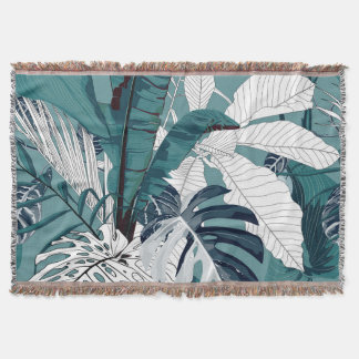 Tropical Bananas Monstera: Fashionable Seamless. Throw Blanket