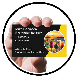 Tropical Bartender For Hire Business Cards