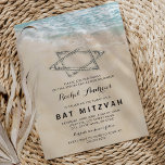 Tropical Bat Mitzvah Invitation<br><div class="desc">Beach themed bat mitzvah party invitations featuring a summer tropical island background,  a vintage sandy beach with the star of david in the shoreline,  and a mitzvah template that is easy to personalise.</div>