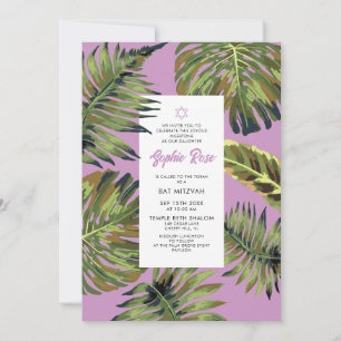 Tropical Bat Mitzvah Invitation Palm Leaf