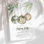 Tropical Baubles Christmas Party Invitation<br><div class="desc">Feeling tropical this holiday season! These stunning watercolor baubles hanging from palm tree leaves gives christmas in the sunshine vibes. The elegant party template is super easy to customise with your own event details.</div>