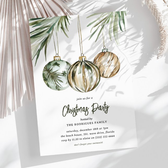 Tropical Baubles Christmas Party Invitation (Creator Uploaded)