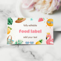 Tropical Beach 1st Birthday Party Food Label