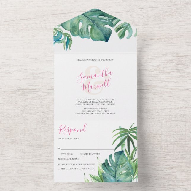 Tropical Beach All-in-One Invite (Inside)