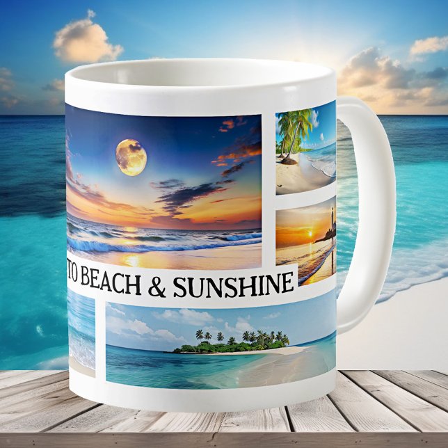 Tropical Beach and Sunshine Photo Collage Coffee Mug (Tropical beach photo collage mug - great for a beach house or summer memories)