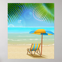 Tropical Beach and Umbrella