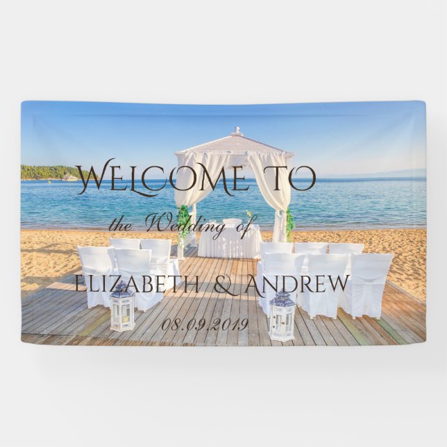 Tropical Beach Arbor   Wedding Banner (Horizontal)