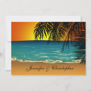 Tropical Beach at Sunset Wedding Invitation