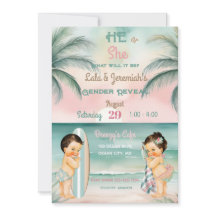Tropical Beach Baby Gender Reveal Blush Sage