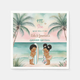 Tropical Beach Baby Gender Reveal Blush Sage Napkin